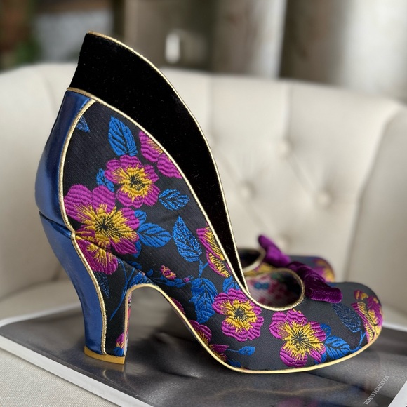 Irregular Choice Shoes - Floral Velvet Shoes unique Victorian heel couture theatrical piece retro style
